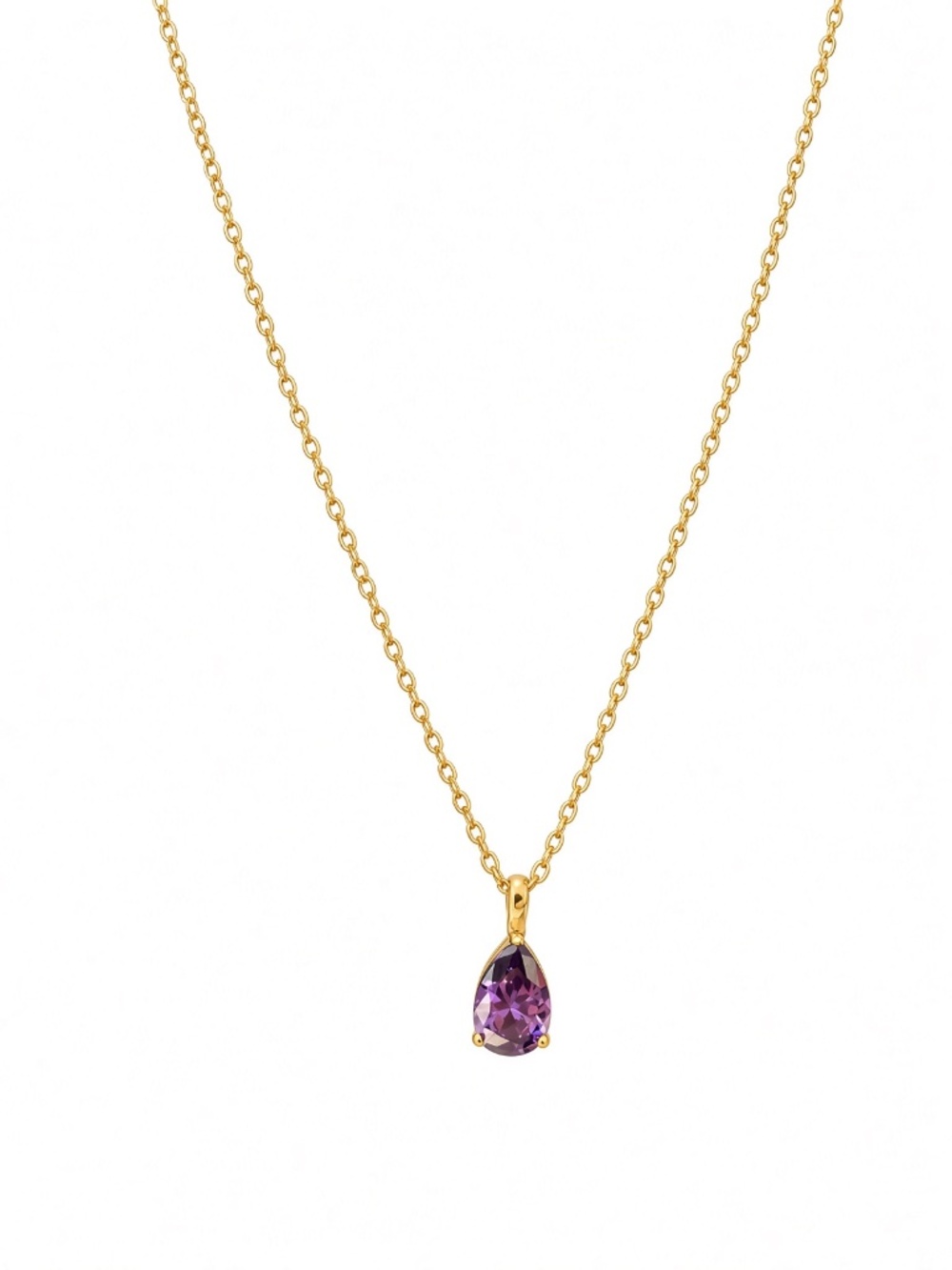 18K Gold-Plated February Birthstone Amethyst Purple CZ Necklace